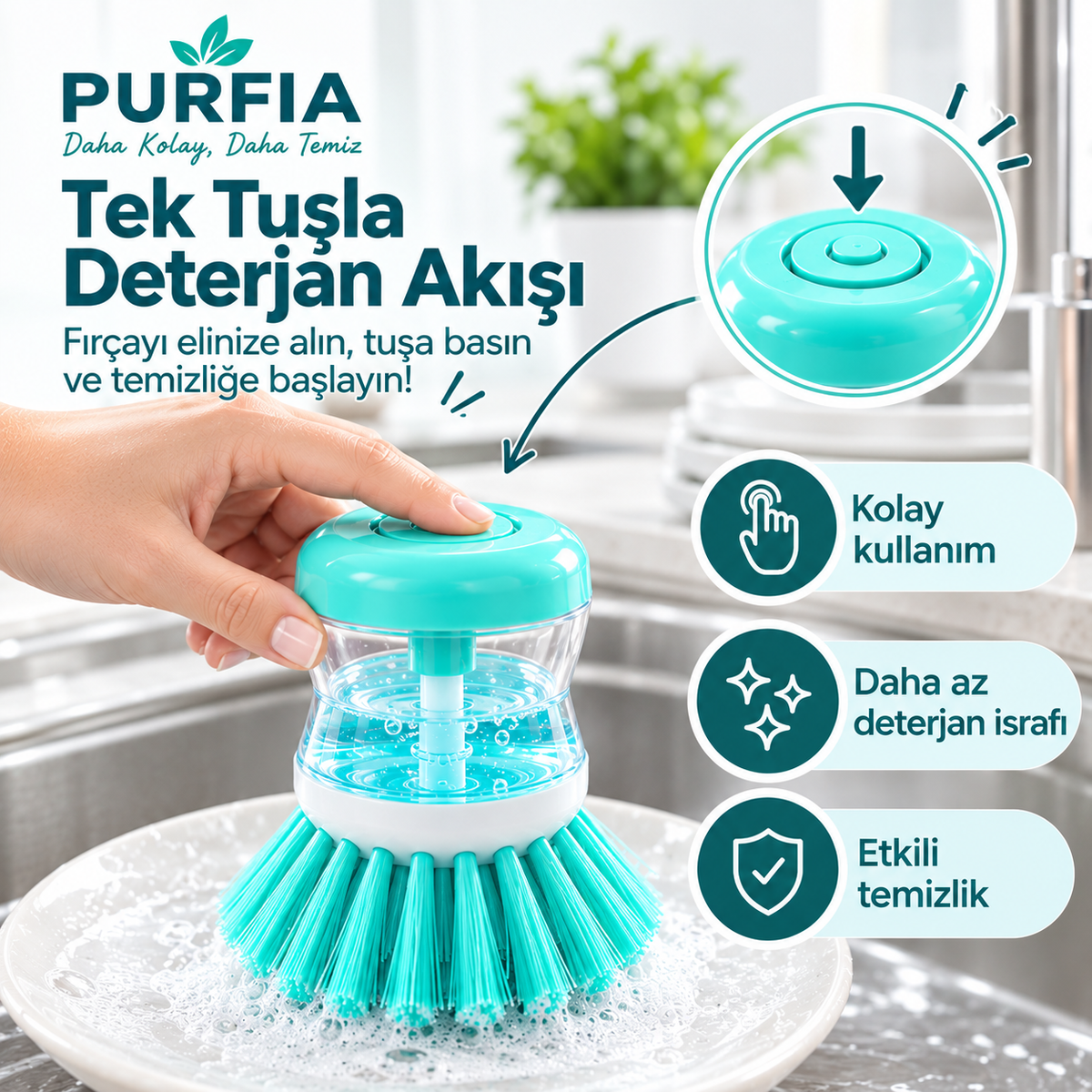Deterjan Hazneli Bulaşık Fırçası